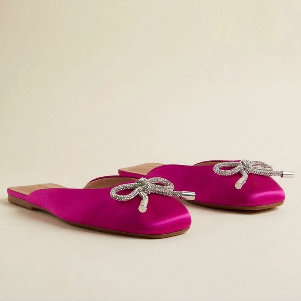 Torrid Fuchsia Satin Mules with Rhinestone Bow